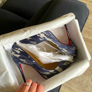 Christian Louboutin Pigalle Follies 100 Blue Camo Heel Pump